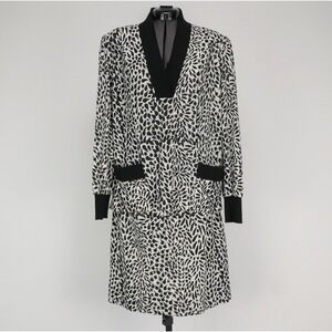 VTG Averardo Bessi Skirt Set 12 Botanical Arabesque Wool & Silk Monochrome Italy